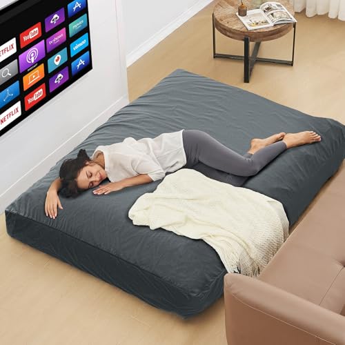 Giant Bean Bag Chair for Adults Convertible Bed with Microfiber Cover Charcoal G62613
