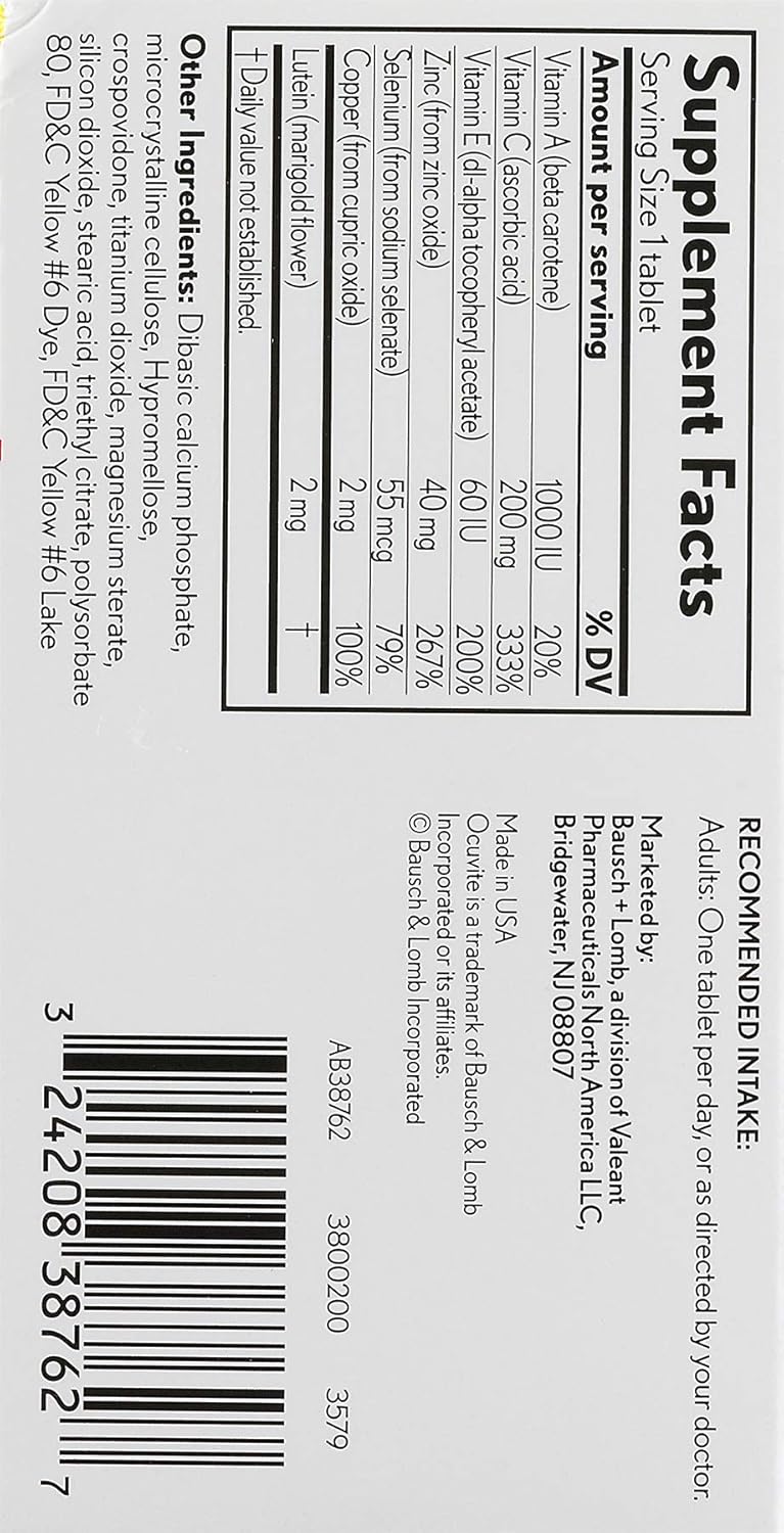 Bausch & Lomb Ocuvite Eye Vitamin & Mineral Supplement with Lutein, 240 Tablets H9587