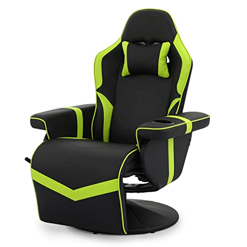 Magshion 360° Swivel Gaming Recliner Chair, Ergonomic PU Leather, Grey G328110