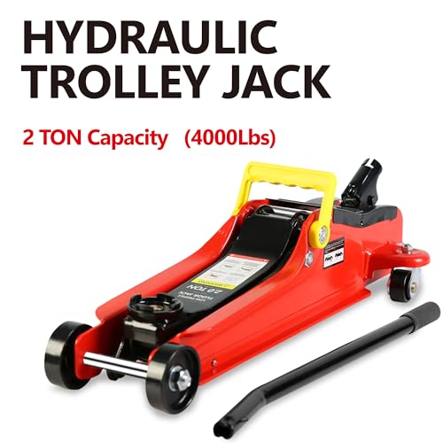 Pvillez Floor Jack, Heavy Duty Hydraulic Low Profile Steel Racing Jack, 2 Ton Capacity Blue H10635