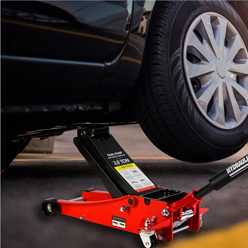Pvillez Floor Jack, Heavy Duty Hydraulic Low Profile Steel Racing Jack, 2 Ton Capacity Blue H10635