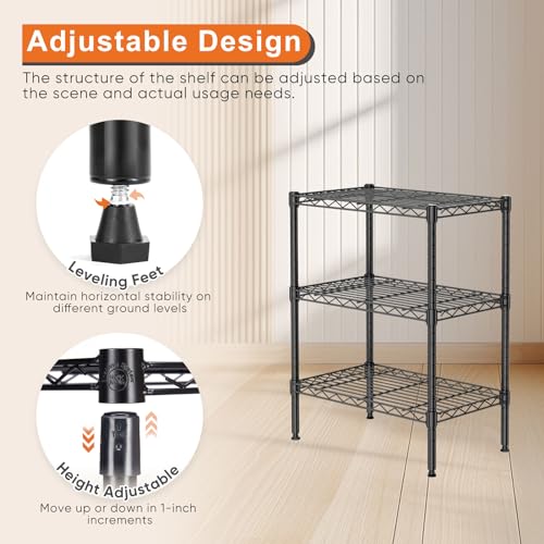 Sweetcrispy 4-Shelf Storage Shelving Unit, Adjustable Metal Wire Racks B3757