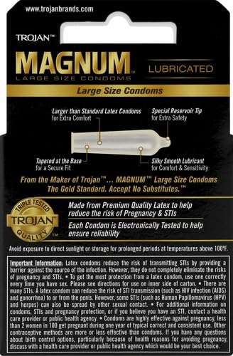 Trojan Magnum Lubricated Condoms, 3 Count M267