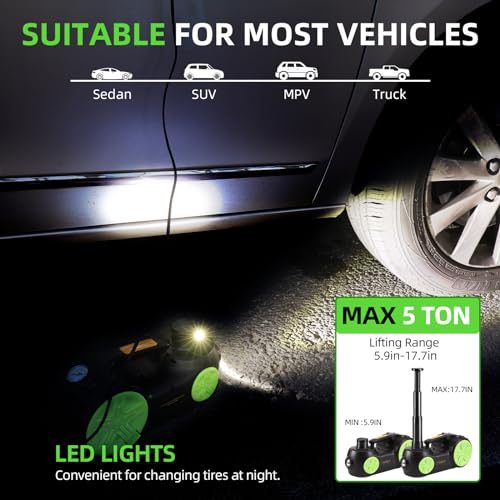 12V 5 Ton Electric Car Jack with Integrated Tire Pump for SUV Truck Sedan X6558