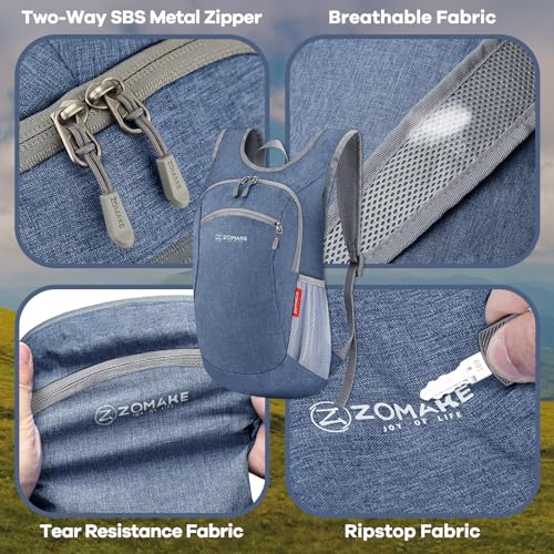 ZOMAKE Ultra Lightweight Packable Backpack 10L Water-Resistant Daypack for Hiking P386240