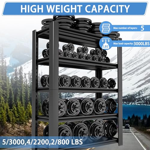 5-Tier Heavy Duty Garage Shelving Unit, 3000 LBS Capacity Steel Storage Rack I217