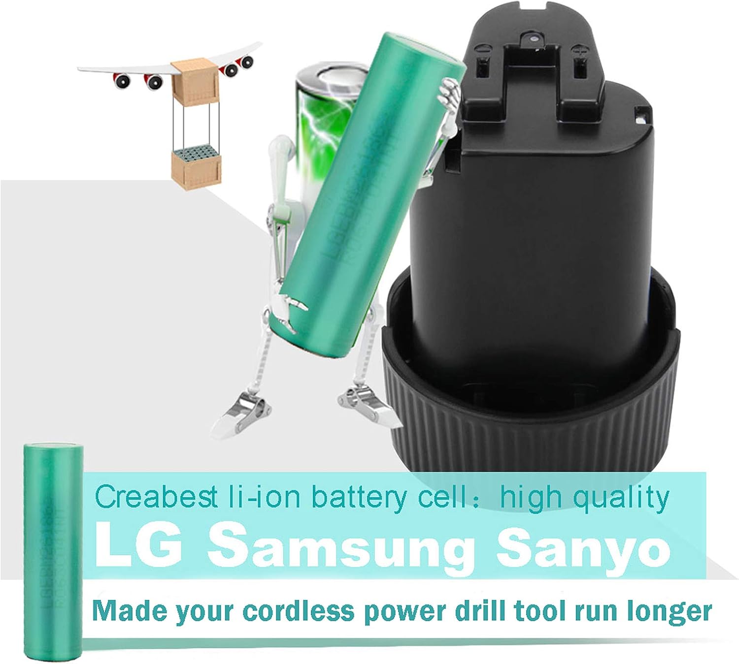 CREABEST 2-Pack 3000mAh BL1013 Battery for Makita 10.8V Tools Y919