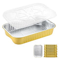 13"x 8.9" 7.5LB Sturdy Aluminum Foil Pans with Lids and Handle (5 Pack), 2X Thicker Heavy Duty for Dishwasher, Reusable Microwavable for Cooking, Baking, Reheating, Freezer, Oven, Recyclable