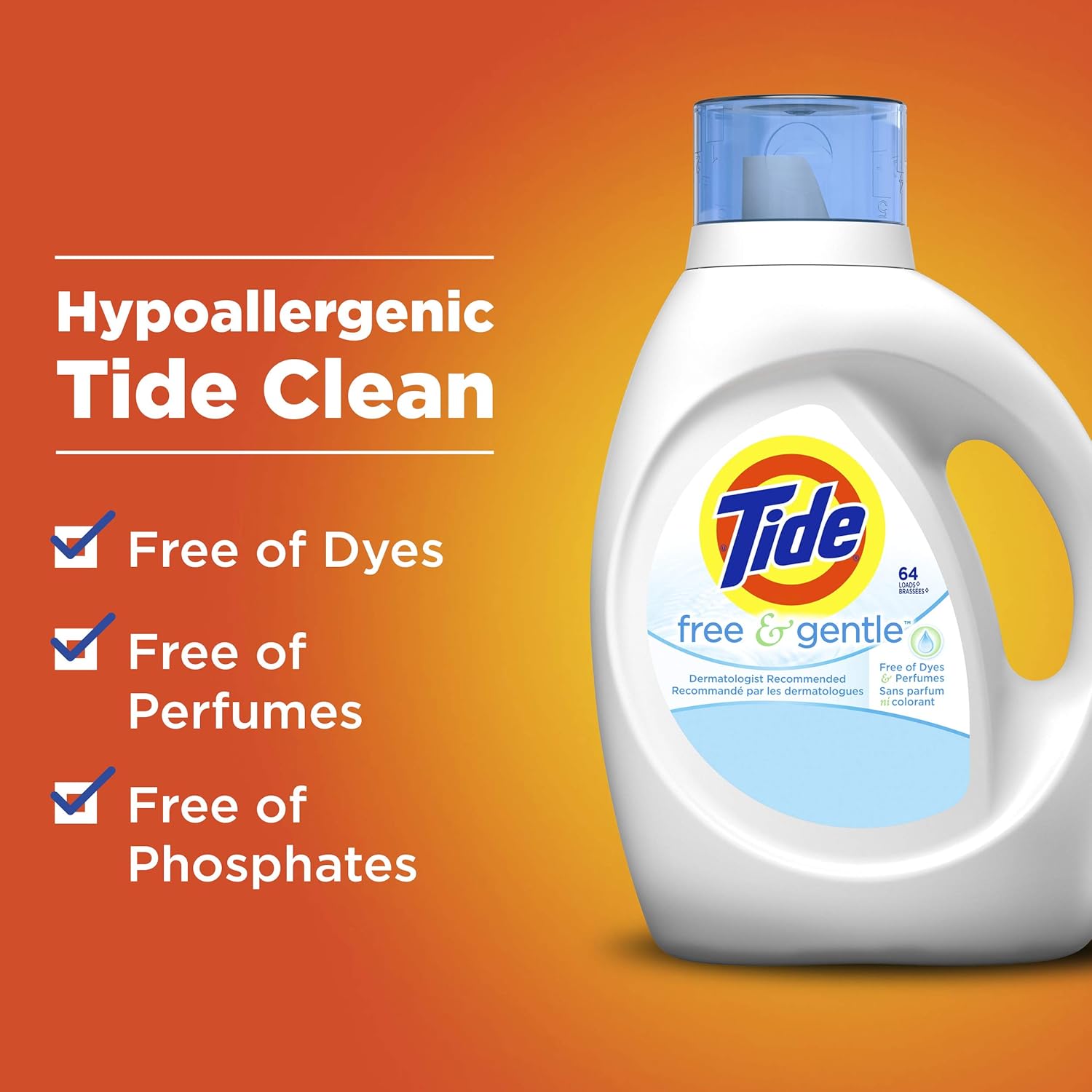 Tide Free & Gentle Liquid Laundry Detergent, 46 Fl Oz X218587