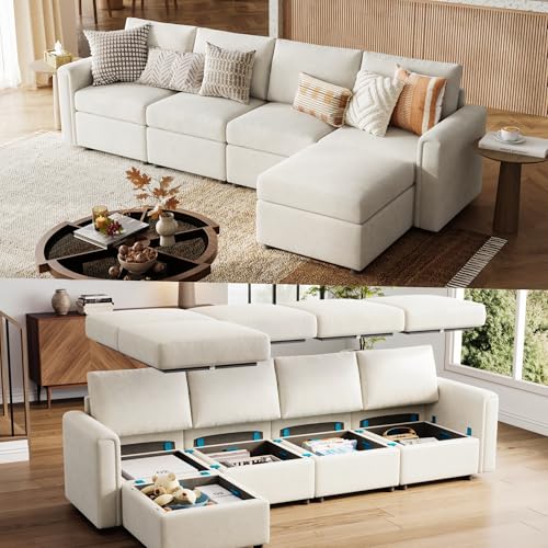 LINSY HOME Modular U Shaped Sectional Sofa with Storage, Blue M8981