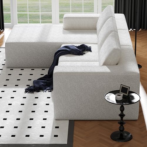 Cloud Modular Sectional Couch with L-Shape Chaise, White D960714