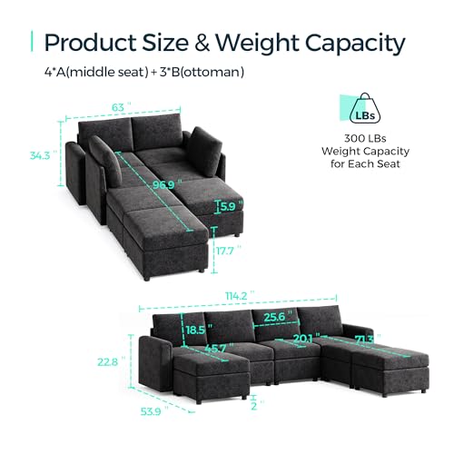 LINSY HOME Modular U Shaped Sectional Sofa with Storage, Blue M8981