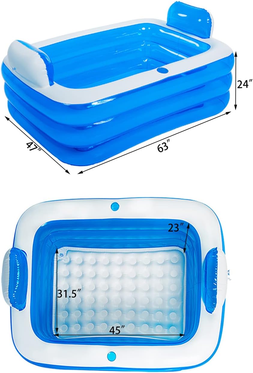 Inflatable Adult Bath Tub 2 Person Freestanding with Electric Air Pump H512946