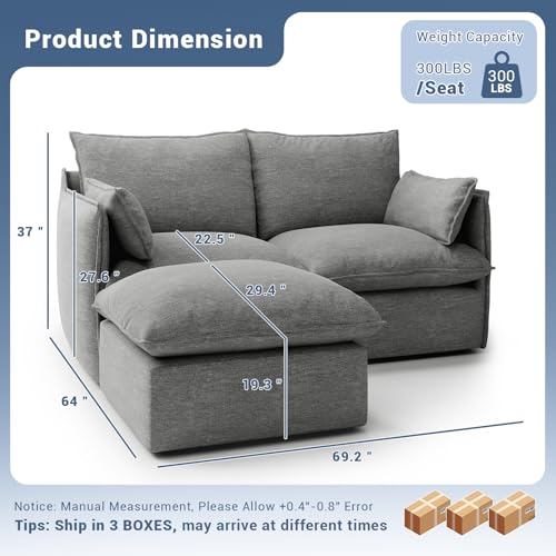 Cloud Modular Sectional Sofa, Waterproof Down Filled, High Backrest 5 Seater, Dark Gray J53470