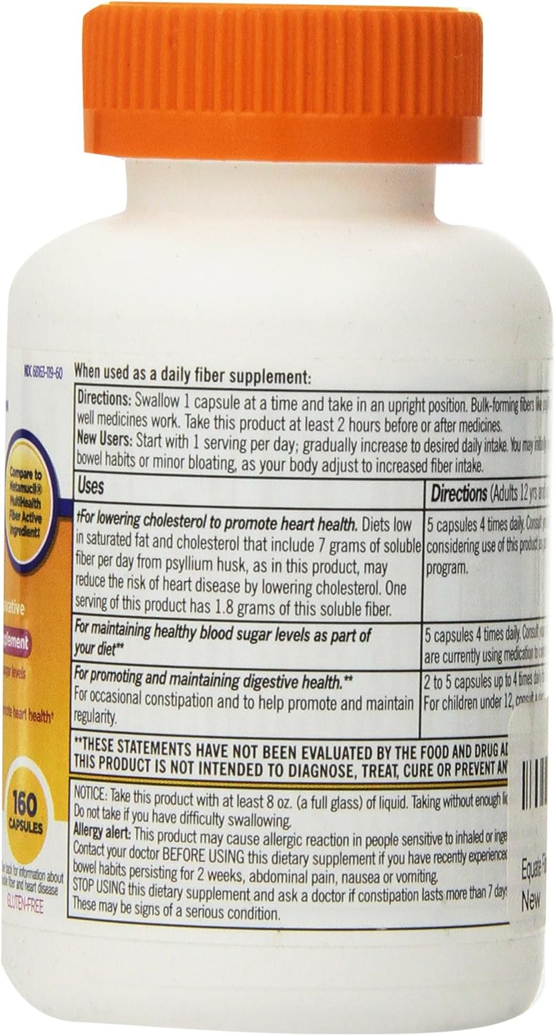 Equate Fiber Therapy Capsules, 160 Count H210517