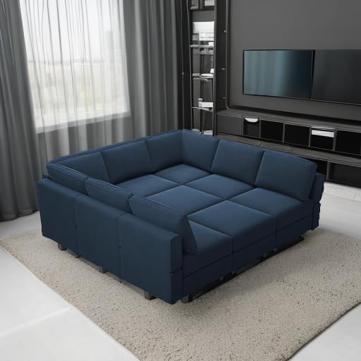 Belffin Modular Velvet Sectional Sofa with Chaise Lounge and Storage, Grey T418154