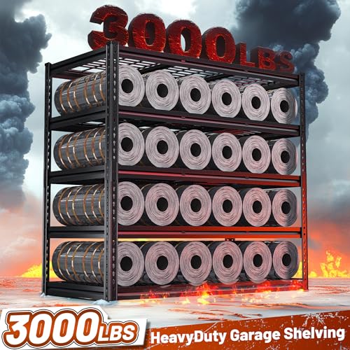REIBII 48" W Garage Shelving 3000LBS Heavy Duty Metal Storage Shelves J429