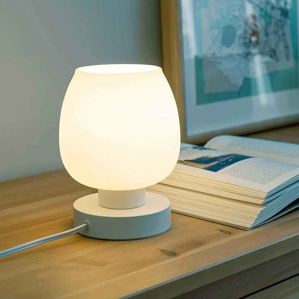 Touch Control Bedside Lamp with Glass Shade, 3-Way Dimmable J488501