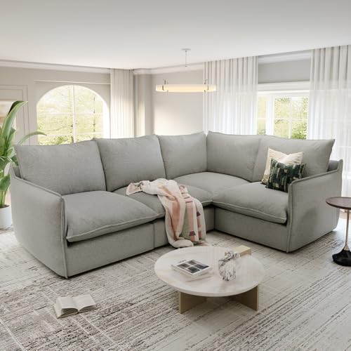 Cloud Modular Sectional Sofa, Waterproof Down Filled, High Backrest 5 Seater, Dark Gray J53470