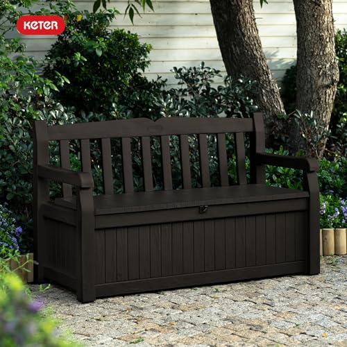 Keter Solana 70 Gallon Storage Bench Deck Box, Graphite S75770