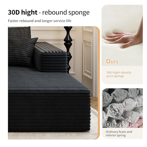 Cloud Modular Sectional Sofa with Ottoman, U Shaped, Black M332378