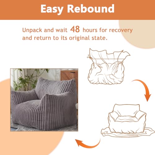 Giant Bean Bag Chair with Filling and Armrests for Adults Teens P241564