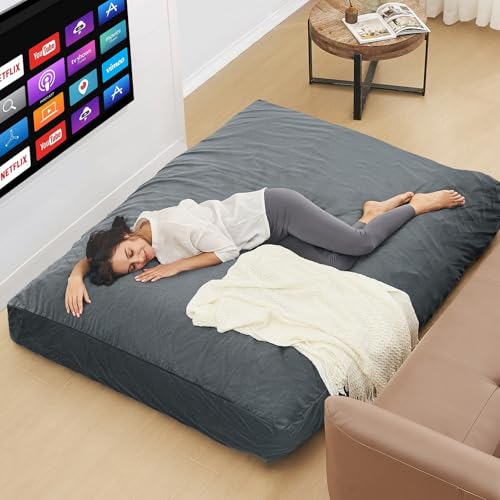 Giant Bean Bag Chair for Adults Convertible Bed with Microfiber Cover Charcoal G62613
