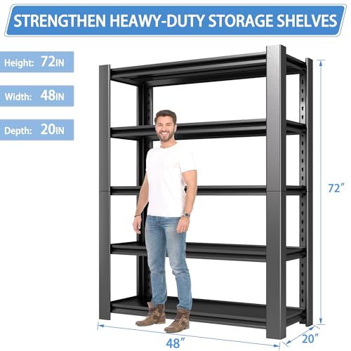 5-Tier Heavy Duty Garage Shelving Unit, 3000 LBS Capacity Steel Storage Rack I217