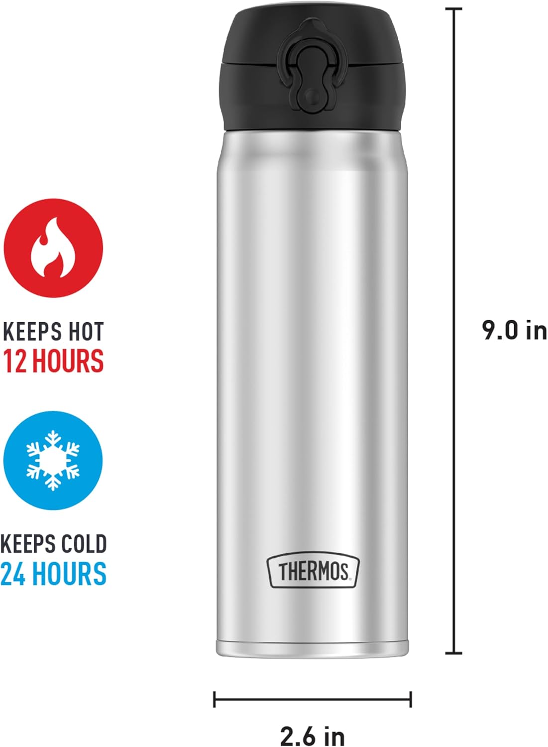 THERMOS 16 Ounce Stainless Steel Direct Drink Bottle M23038