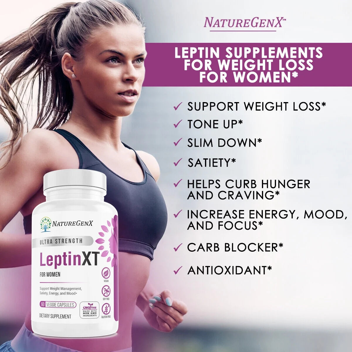 LEPTIN XT 650 MG Diet Pills for Women, 60 Capsules Q534249