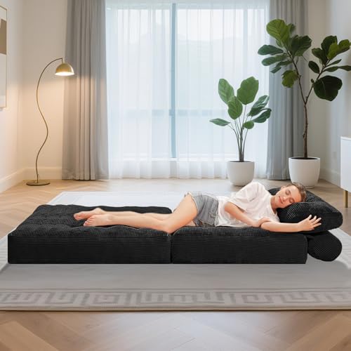 HABUTWAY Folding Sofa Bed Convertible Sleeper Chair with Dual-Pillow, Black D26880
