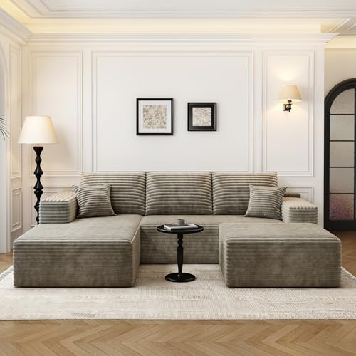 Cloud Modular Sectional Sofa with Ottoman, U Shaped, Black M332378