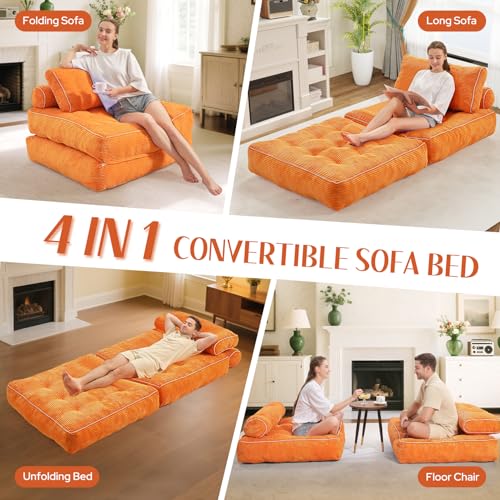 HABUTWAY Folding Sofa Bed Convertible Sleeper Chair with Dual-Pillow, Black D26880