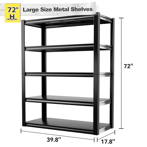 REIBII 48" W Garage Shelving 3000LBS Heavy Duty Metal Storage Shelves J429