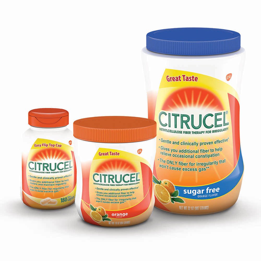 Citrucel Powder Orange Flavor Fiber Therapy for Occasional Constipation Relief, 30 oz W79951