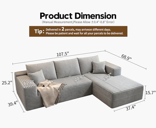 Cloud Modular Sectional Sofa with Ottoman, U Shaped, Black M332378