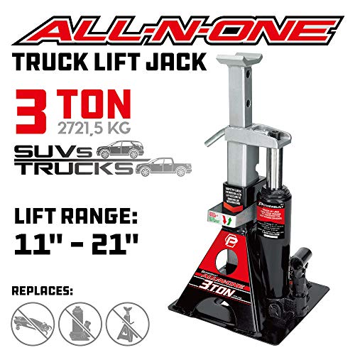 Powerbuilt 3 Ton All-in-One Bottle Jack and Jack Stands, 6000 lb Car Lift J927