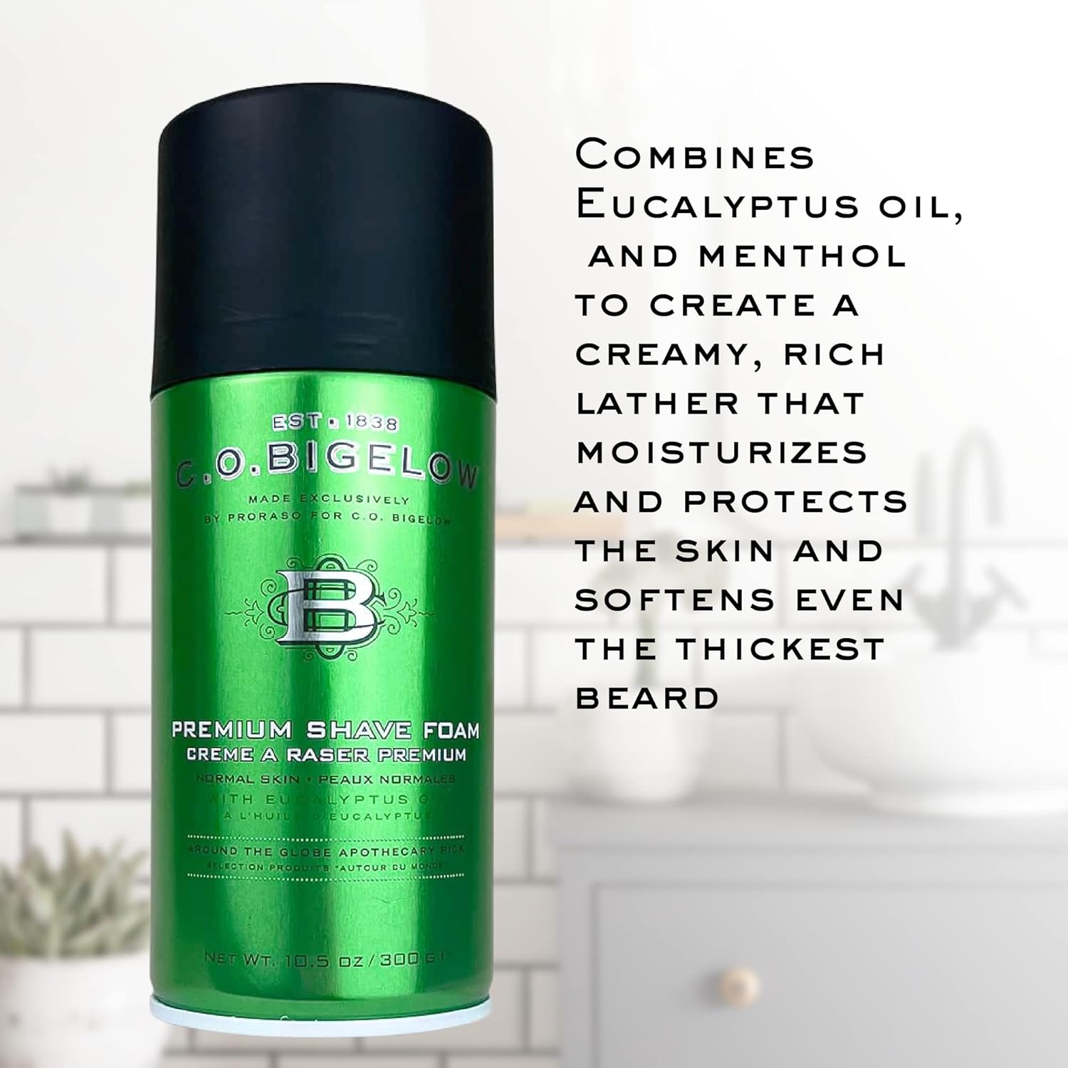 C.O. Bigelow Premium Shave Foam with Eucalyptus Oil and Menthol, 10.5 oz S2578