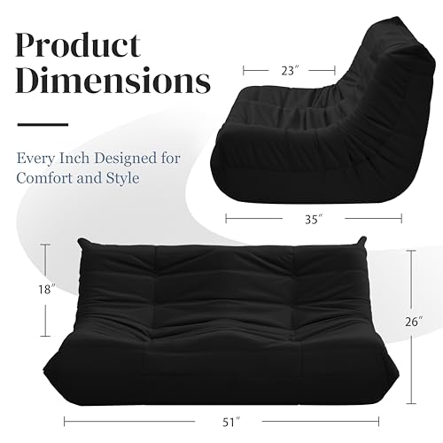 Bean Bag Chair for Adults Suede Microfiber Fireside Floor Chair 3-Seater Beige F151744