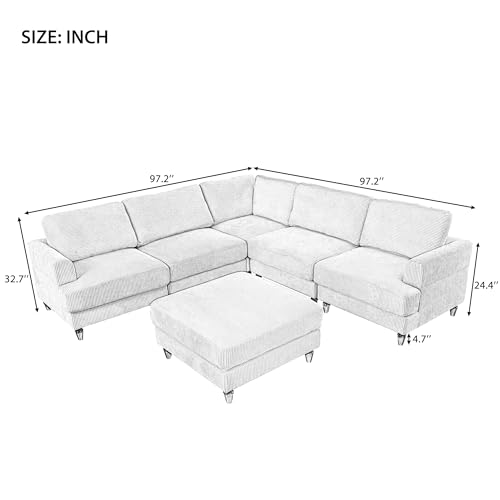 Oversized Modular Sectional Sofa with Movable Ottoman E909