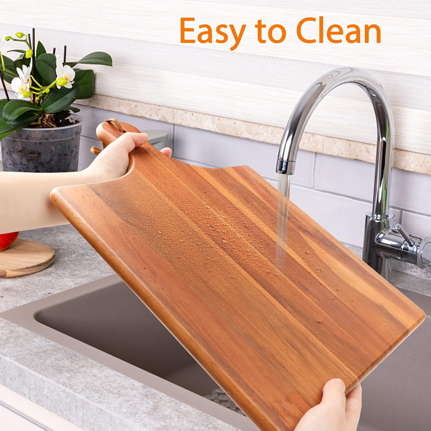 HOMEXCEL Acacia Wood Cutting Board with Handle 17"X11" V832