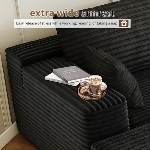 Cloud Modular Sectional Sofa with Ottoman, U Shaped, Black M332378